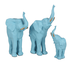Три слона Хобот вверх 30,26,19 см небесные с золотом