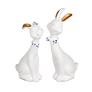 Кролики пара 25,21 см белые с золотом