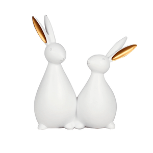 Кролики пара 15х20 см белые с золотом