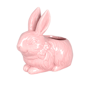 Кашпо Кролик 15х14 см розовое керамика