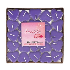 Свечи чайные Сердца Набор 50 шт фиолетовые