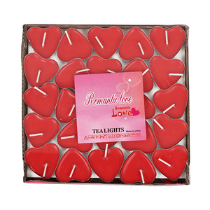 Свечи чайные Сердца Набор 50 шт красные