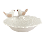 Тарелка декоративная Лотос Две птички 13х6 см белая керамика