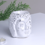 Аромалампа Голова Будды 9 см белая с серебром