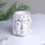 Аромалампа Голова Будды 9 см белая с золотом