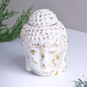 Аромалампа Будда 14 см белая с золотом