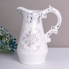 Ваза Кувшин Флер 17х23 см белая с серебром