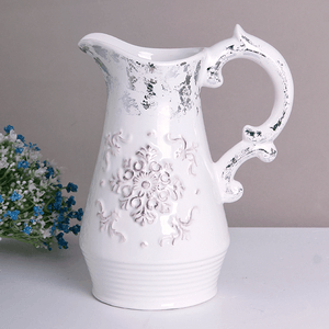 Ваза Кувшин Флер 17х23 см белая с серебром