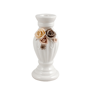 Подсвечник Вазочка 16 см розы белый керамика