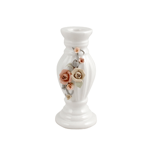 Подсвечник Вазочка 16 см розы лоза белый керамика