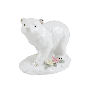 Белый медведь 11х10 см белый с золотом фарфор