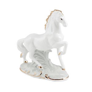 Конь Грация 12х14 см белый с золотом фарфор