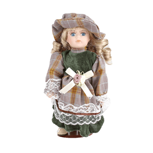 Кукла Девочка 20 см зелено-бежевое платье
