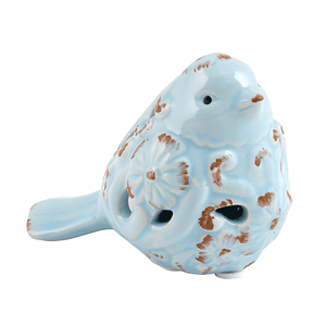 Фигурка Птичка 11х9 см голубая с крапинками хвостик вниз керамика