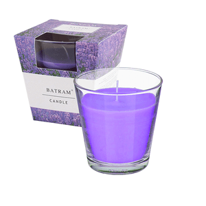 Свеча ароматическая в стакане Лаванда 7 см фиолетовая