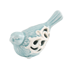 Фигурка Птичка с белыми ажурными крыльями 12х9 см голубая