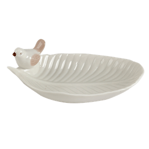 Тарелка декоративная Монстера Птичка 15х5 см белая керамика