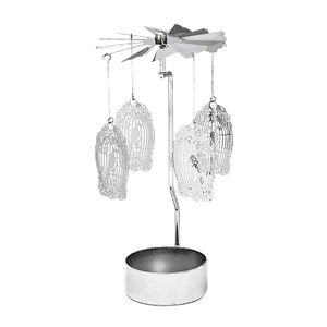 Подсвечник вращающийся Птички в клетке 14 см серебро