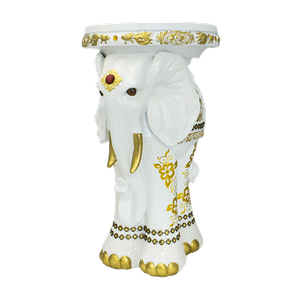 Подставка декоративная Слон 40х65 см белая с золотом