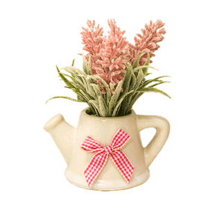 Букет декоративный Лаванда в чайничке 9х13 см розовые цветы