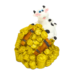 Копилка Коровка на монетах 9х10 см светлый сундук