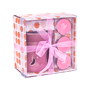 Подарочный набор Звезды  Аромалампа и 3 свечи розовый
