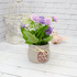 Букет декоративный Гвоздика 18 см цветы в сиреневых тонах серое кашпо