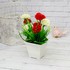 Букет декоративный Гвоздики 17 см красно-белые