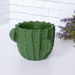 Вазочка Кашпо Кактус 13х10 см темно-зеленая неглазированная керамика