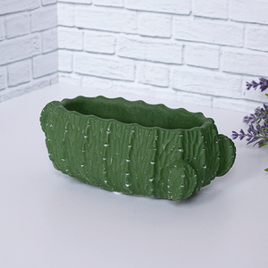 Кашпо Кактус 19х7 см темно - зеленое неглазированная керамика