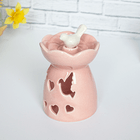 Аромалампа резная Птичка 12 см в форме цветка розовая