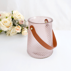 Ваза с ручкой Сабрина 13х16 см соты лиловая прозрачная