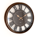 Часы настенные Лофт 30 см римские цифры черный циферблат коричневый корпус