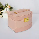 Шкатулка для украшений 15х12 см перламутрово - розовая экокожа