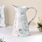 Ваза Кувшин Цветочный узор 19х22 см белая с серебром