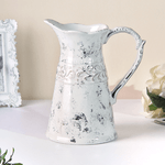 Ваза Кувшин Цветочный узор 19х22 см белая с серебром