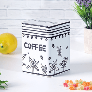 Банка для кофе 1,45 л рисунок флора белая с черным