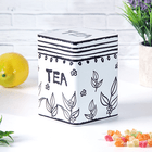 Банка для чая 1,45 л рисунок флора белая с черным