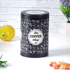 Банка для Кофе 1,35 л рисунок флора черная с бежевым