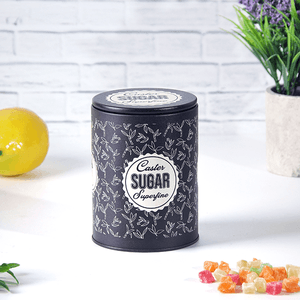 Банка для Сахара 0,75 л рисунок флора черная с бежевым