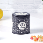 Банка для Чая 0,45 л рисунок флора черная с бежевым