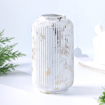 Ваза Вивьен 20 см форма фонарик золотые блики белая сатиновая