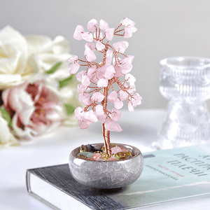 Дерево денежное 15 см Розовый кварц натуральный камень