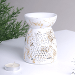 Аромалампа Классика 11 см Сова белая с золотом