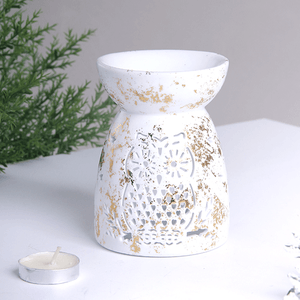 Аромалампа Классика 11 см Сова белая с золотом