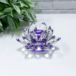 Лотос хрустальный 10 см фиолетовый в подарочной коробке