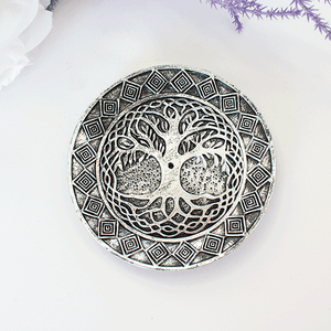 Подставка для благовоний Древо Жизни 10 см античное серебро