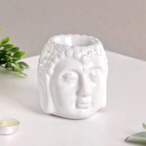 Аромалампа Голова Будды 9 см белая сатиновая