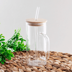 Кружка с бамбуковой крышкой 350 мл прозрачная