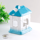 Аромалампа Подсвечник Домик 10х14 см бело - голубой